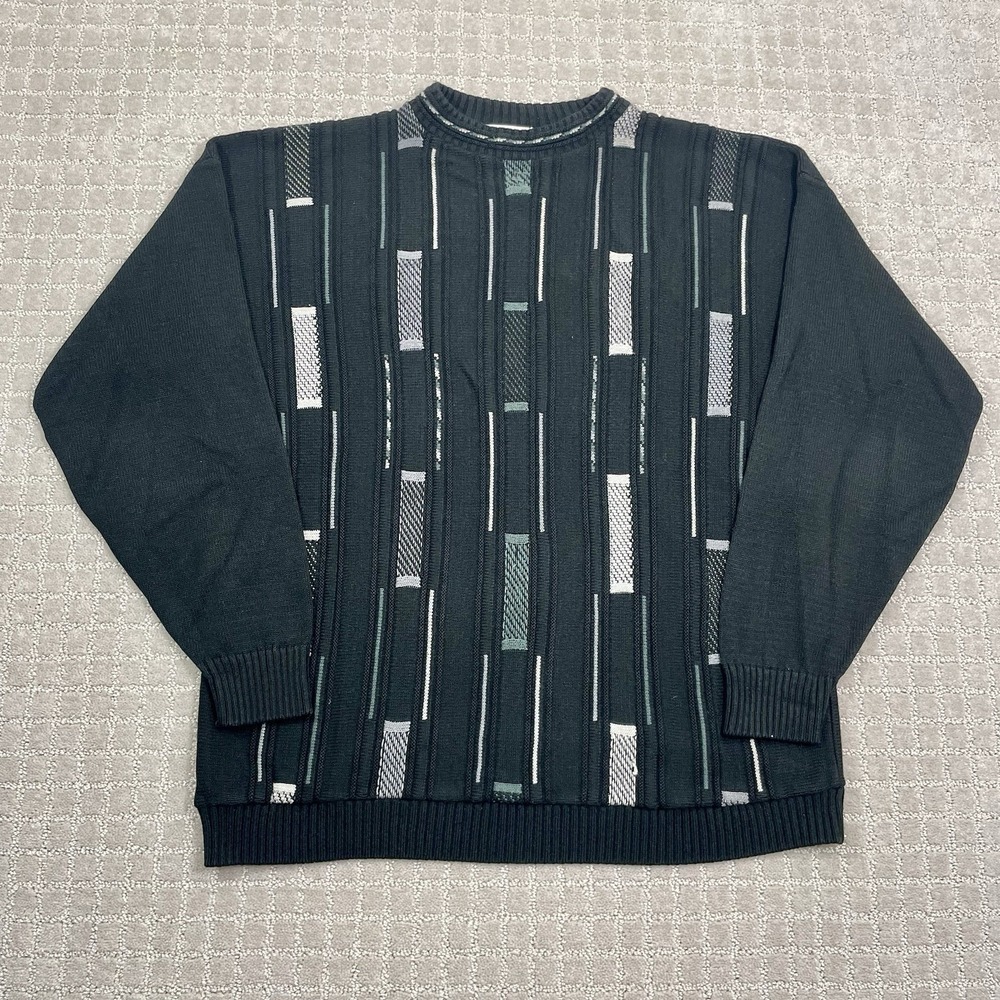 VTG Bachrach Black Acrylic Retro 3D Knit Size XL Textured‎ Coogi Tundra Sweater